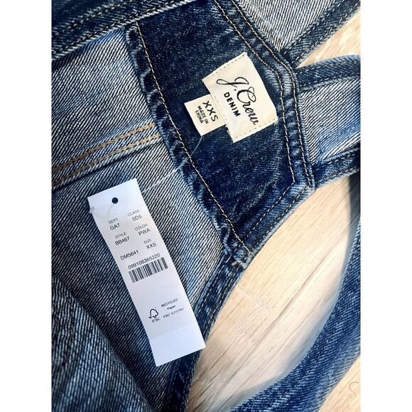 NWT J Crew Slouchy Boyfriend Denim Jeans Overalls in Hartford Wash Size XXS - Picture 7 of 9